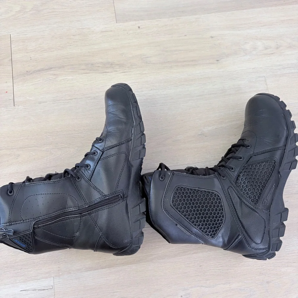 Bates E07008 Strike 8 Inch Side Zip Tactical Boots Mens 13 Black Leather Nylon